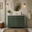 Meuble-lavabo moderne sur pied de 91 cm (36 po) avec lavabo en céramique, 4 tiroirs et 2 placards, structure en bois, fini vert