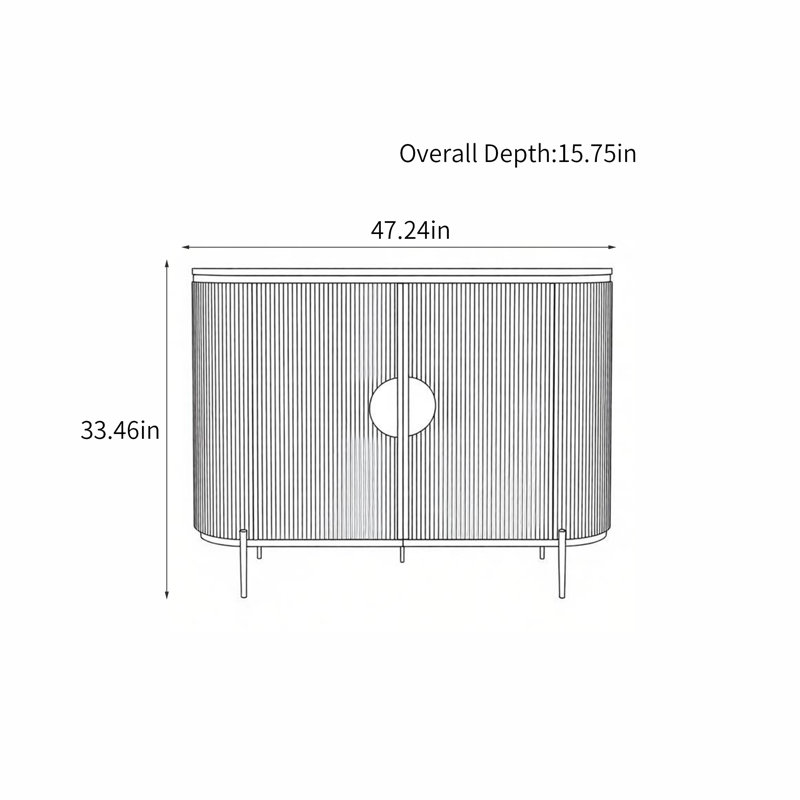 Modern fashion elliptical sintered stone sideboard, Cream