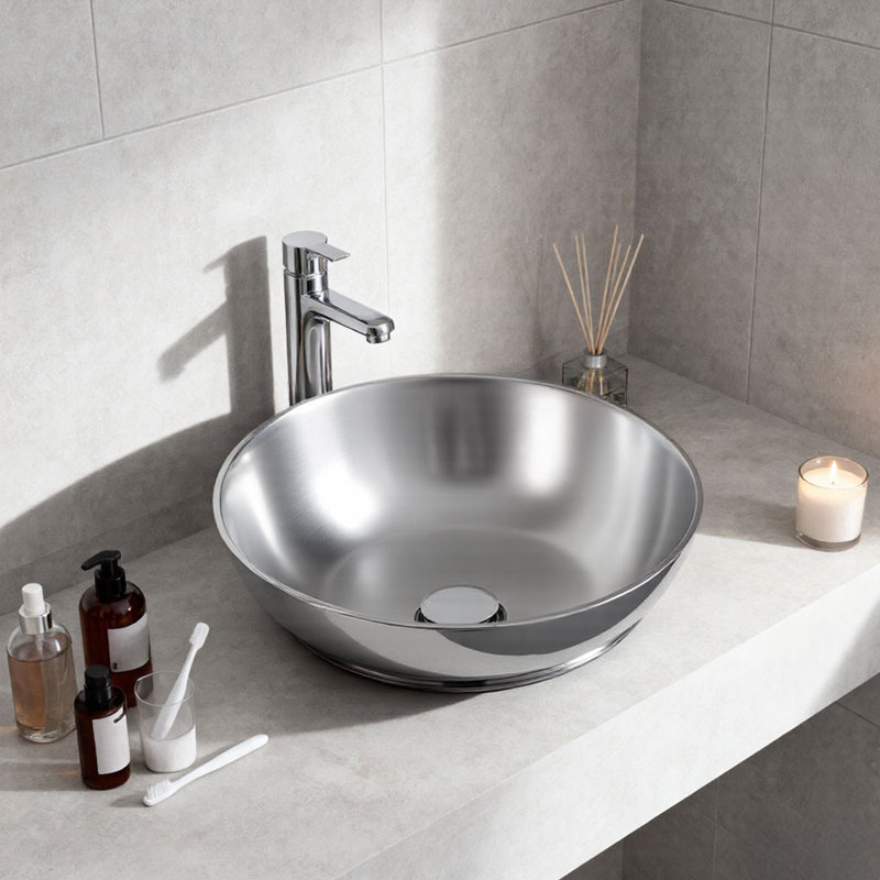 Metro Lane 385mm L x 385mm W Glossy Ceramic Circular Sink, Glossy