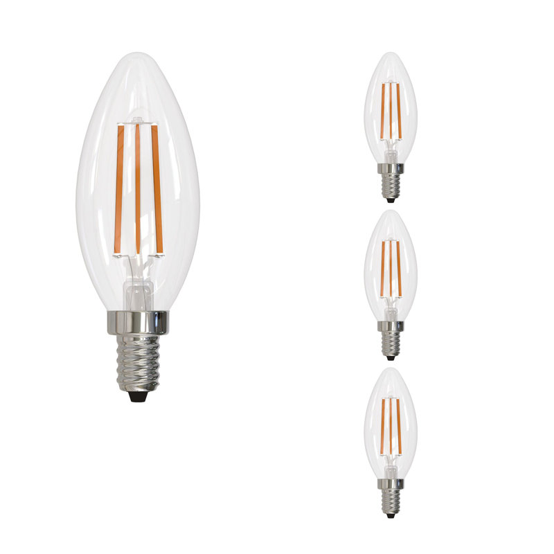 Ensemble de 4 ampoules à DEL 6,5 W à intensité variable avec culot candélabre (E12) à filament DEL, 2700 K