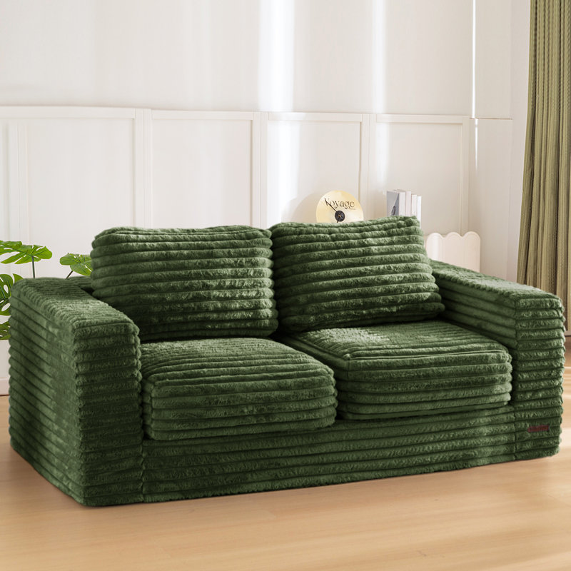 Canapé 62 po avec coussin à billes 62 po, Causeuse, Vert