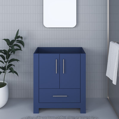 Meuble-lavabo moderne 30 po noir avec poignées rondes en nickel brossé Boston seulement