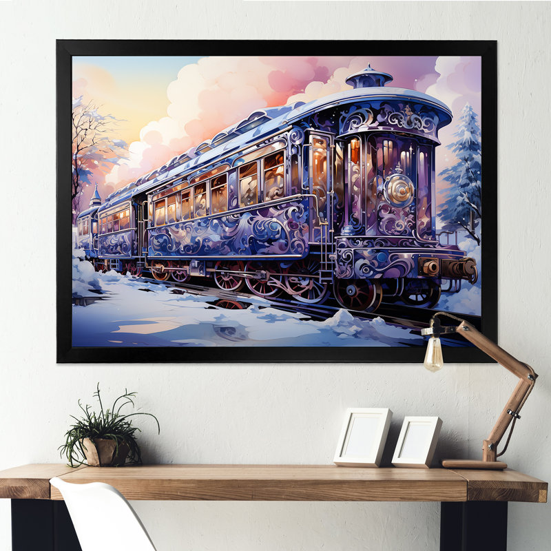 Christmas Train Journey II - Train Wall Art, Black Closed Corner Framed, 24" H x 32" W x 1" D