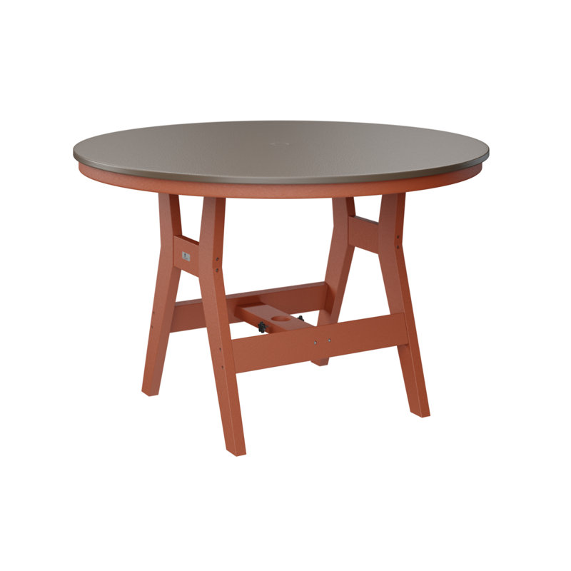 Table de bar ronde 48 po Berlin Gardens Harbor, Bronze martelé, Orange mangue, H 38,87 po x l 48 po x P 48 po