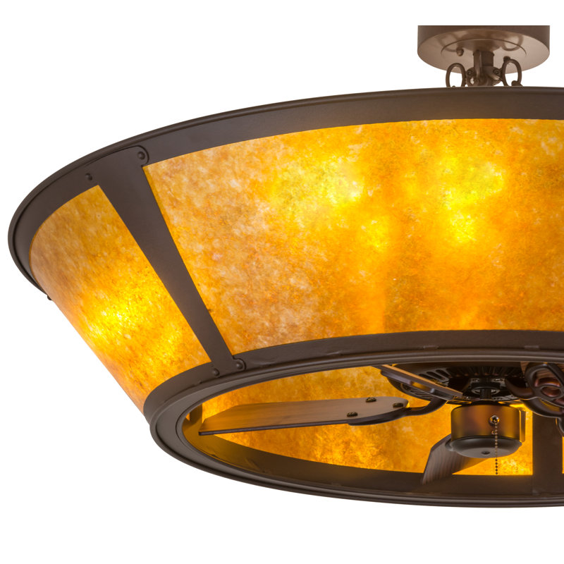 Cafe Noir 8-Light Chandel-Air with Amber Mica Shade