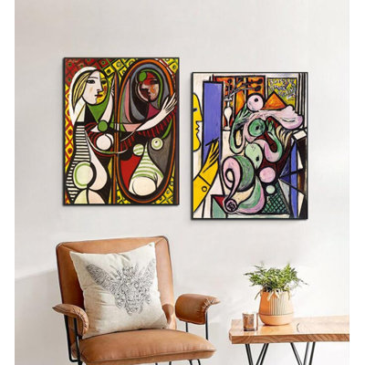 Ensemble de 2 toiles encadrées par Pablo Picasso Wall Art Series # 27 Living Office Home Decorations