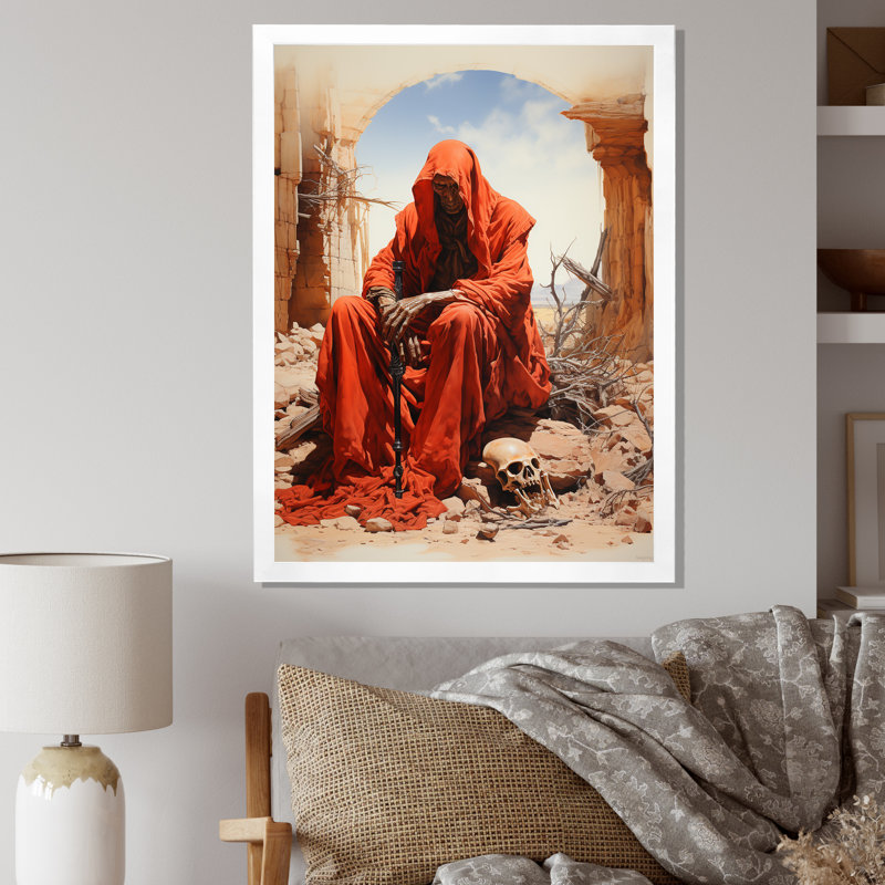 «Lynnett Coral Beige Mexico Art the Agony II», reproduction, Cadre photo blanc, H 40 po x l 30 po x P 1,5 po