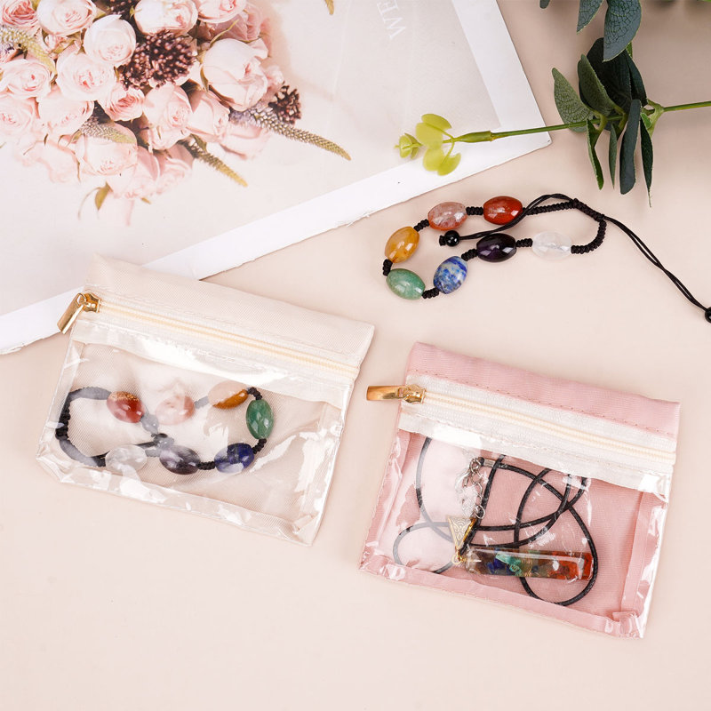 Pochette à bijoux 6 pièces avec sac à bijoux pour voyage d'affaires, Beige