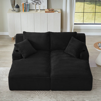 Méridienne double compressible avec porte-gobelets