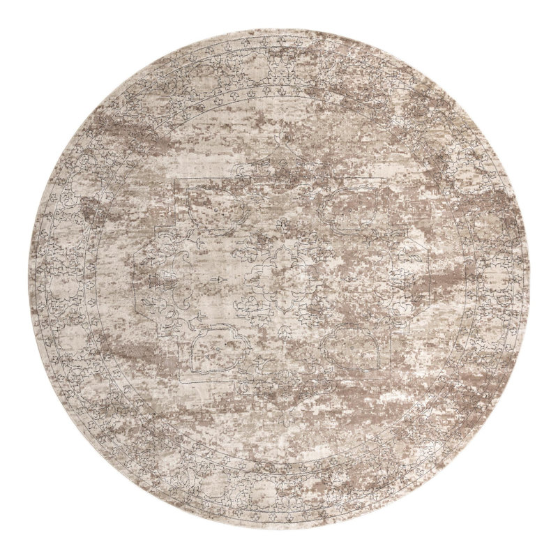 Cantey Oriental Ivory Area Rug, Round 13'1"