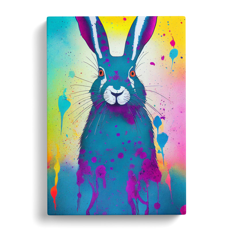 Painted Hare No.3 Abstract - Wrapped Canvas, 60cm H x 40cm W x 3cm D