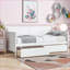 Lit de jour simple en bois de pin massif avec 2 tiroirs - aucun sommier nécessaire, blanc pour chambre d'amis / salon-404627228
