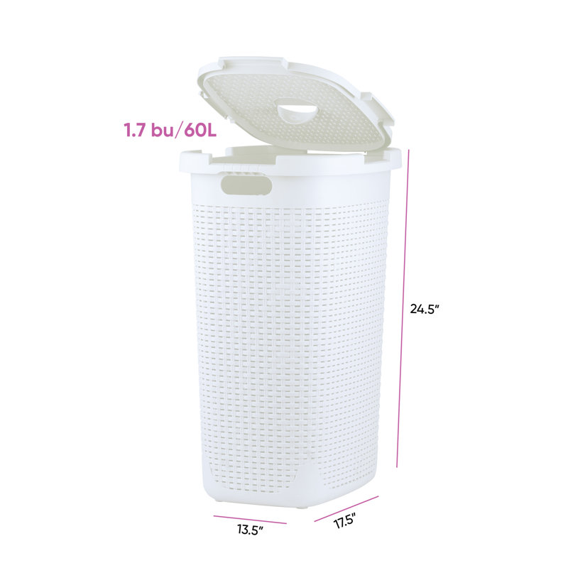 Plastic Laundry Hamper with Handles, White Incorrect