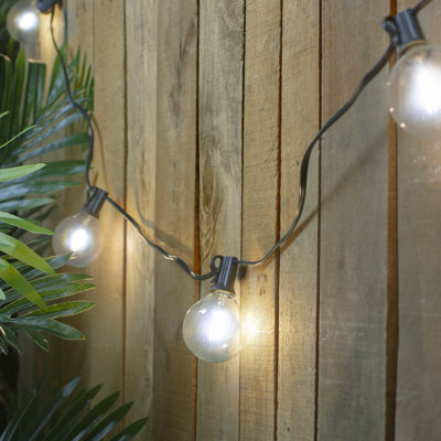 10ct Pure White LED G50 Globe Patio Lights 10ft Black Wire