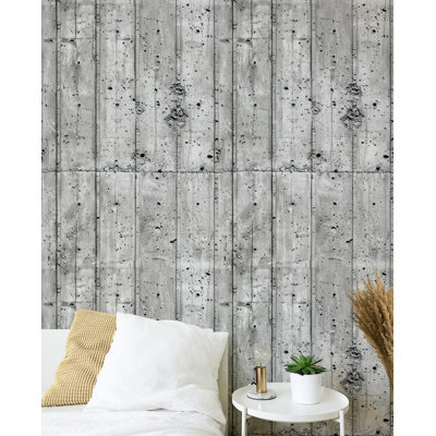 Rouleau de papier peint rustique en faux bois gris