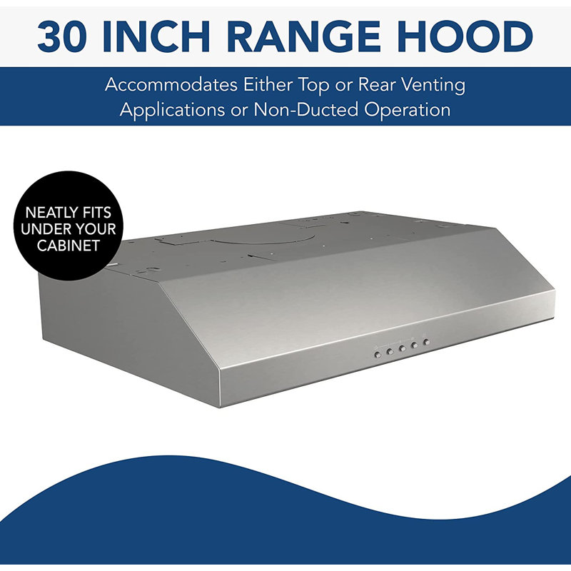 Broan 30" Stainless Steel Convertible Under Cabinet Range Hood with LED Lights