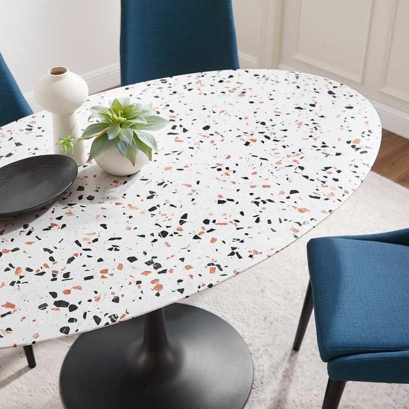 Modway Lippa 60" Oval Terrazzo Dining Table, Black