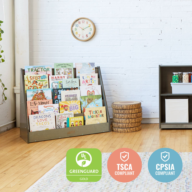 Gray Wash Birch Wood Kids' Single-Sided Book Display