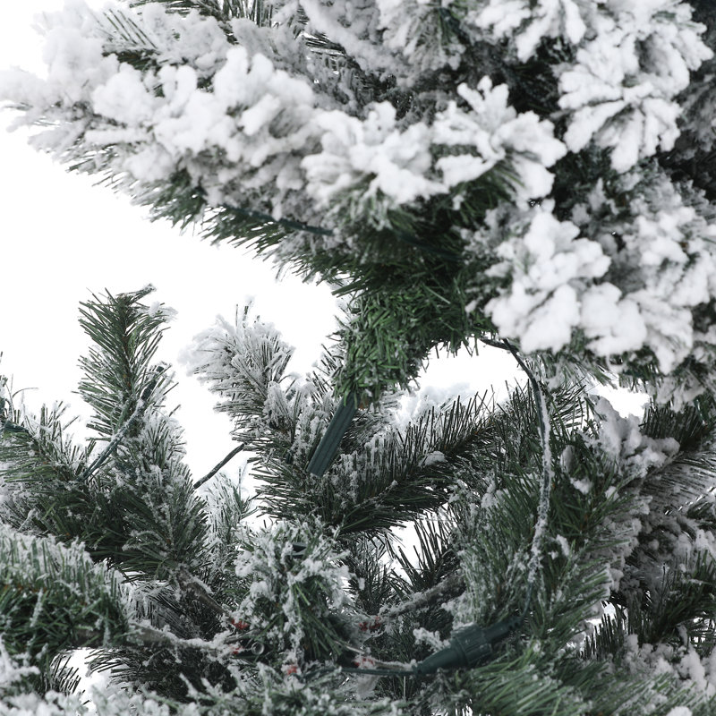 7ft Snow Flocked Spruce Christmas Tree with LED Lights