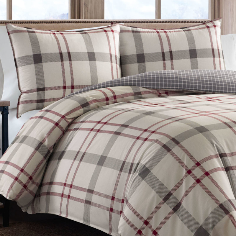 Eddie Bauer Portage Bay Grey Cotton Comforter Set, Full/Queen Comforter + 2 Shams