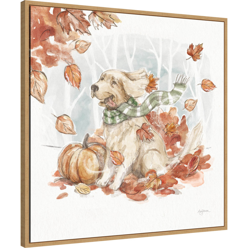 «Autumn Dogs II» par Mary Urban, reproduction d'art sur toile encadrée, H 30 po x l 30 po