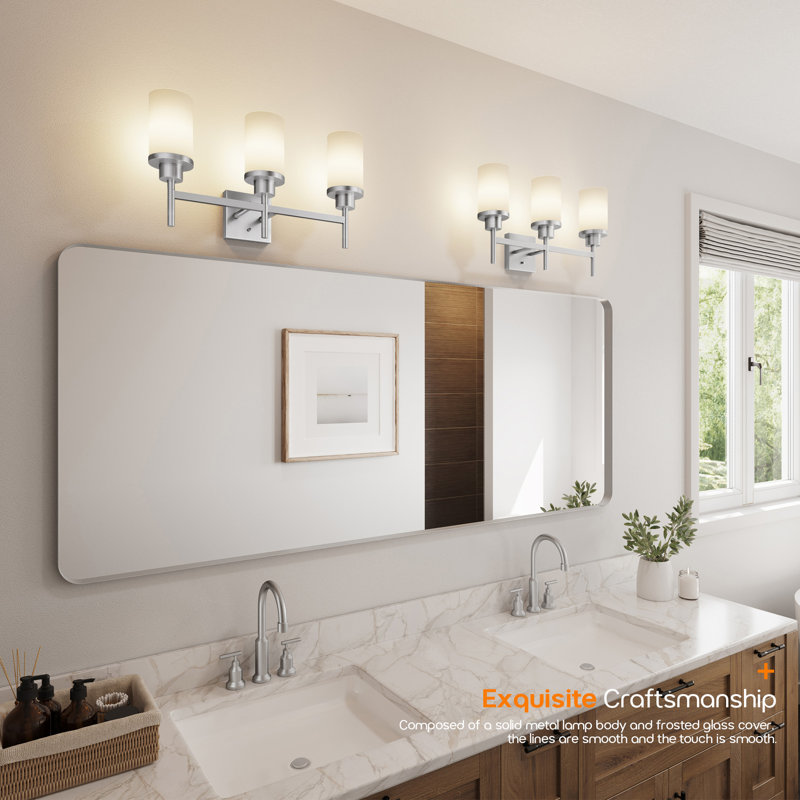 Éclairage pour salle de bain 3 lumières, Nickel brossé