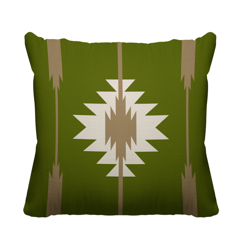 Coussin décoratif intérieur / extérieur Jolon Southwestern, Chartreuse, 17 po x 17 po, Carré