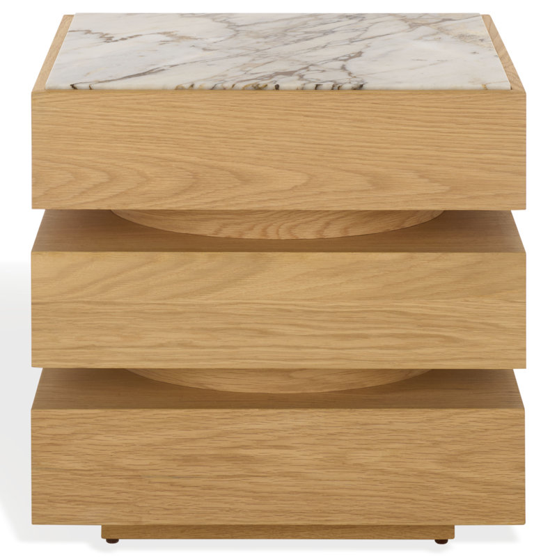 Table d'appoint en marbre Shayrina, Naturel / Blanc