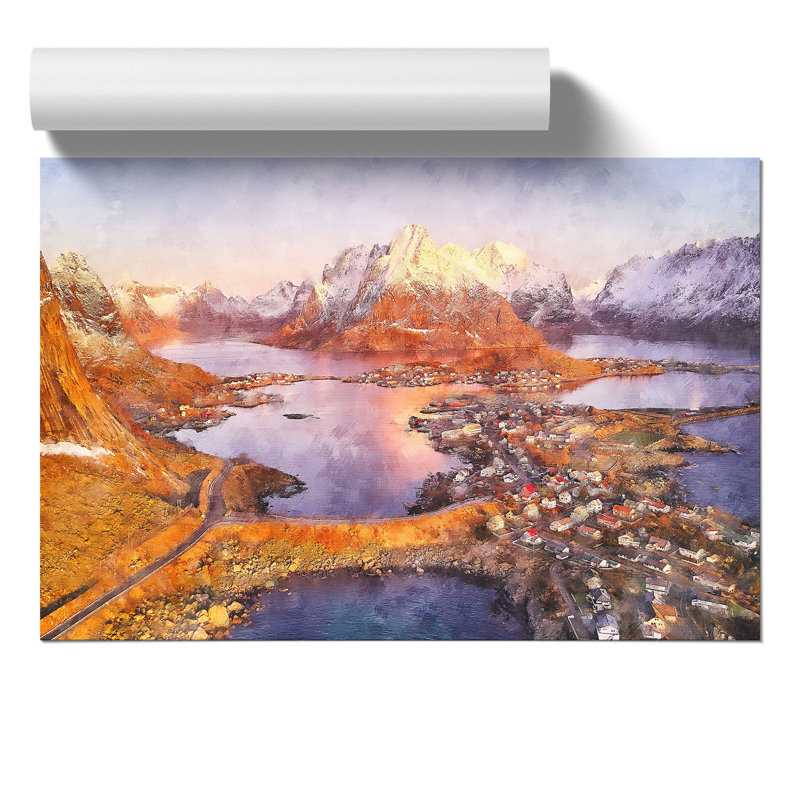 Reine in Norway Painting - Frameless Print, 30cm H x 42cm W x 0.1cm D