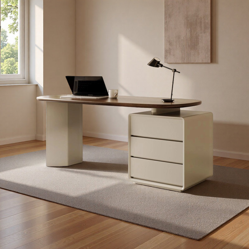 Élégant bureau haut de gamme en bois massif, 29.52" H x 55.11" W x 25.59" D