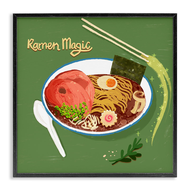 Estampe numérique Ramen Magic International, design par Juliet Rose Philips, Giclée encadrée noir minuit, H 12 po x l 12 po