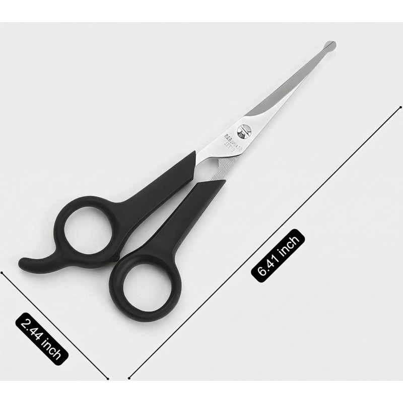 Pet Grooming Scissors Set For Body & Facial Trimming, Durable Stainless Steel Rounded Tips, Lightweight Shears For Dogs & Cats, All Hair Types