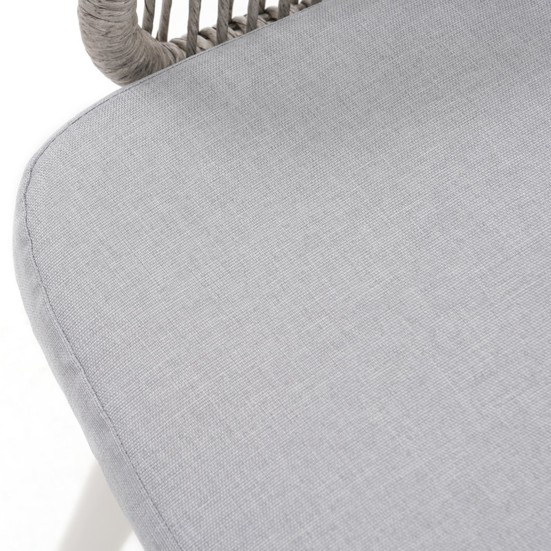 Ensemble repas d'extérieur rectangulaire avec coussins, Gris pâle / gris pâle, 8