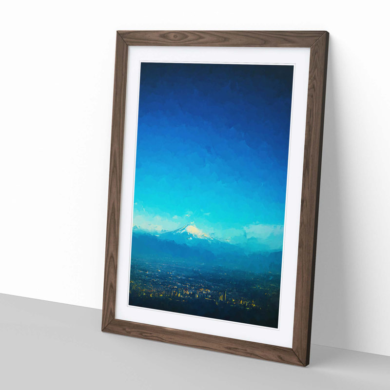 View of Mount Fuji in Abstract - Picture Frame Graphic Art Print, Walnut, 91cm H x 60cm W x 2cm D