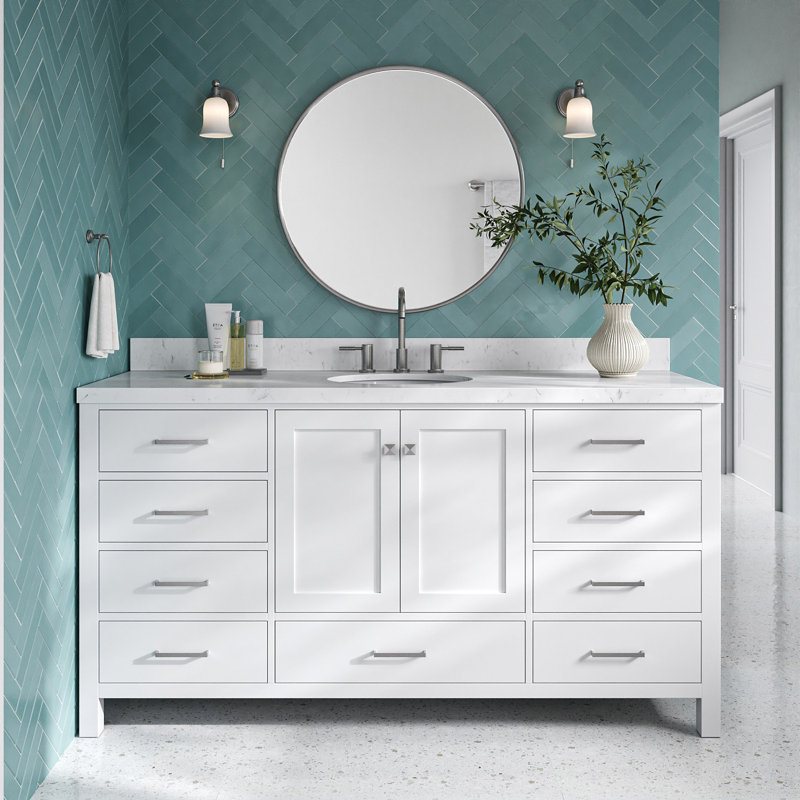 Amariani 66.25'' Single Bathroom Vanity with Quartz Top, Brown Oak
