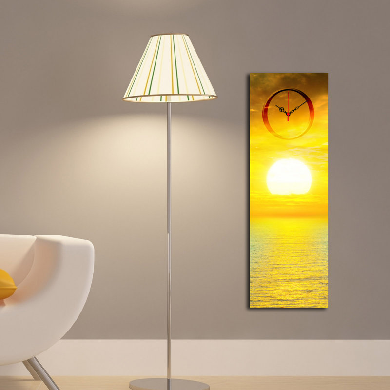 Horloge murale élégante en toile 11,8 po x 35,4 po | Toile 100% suède avec cadre 100% bois (épaisseur: 1,2 po) | Décoration élégante pour le salon, la chambre à coucher et le bureau, design intemporel