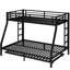 Lit simple superposé au-dessus d'un lit double noir avec lit gigogne - Structure solide et stable, sommeil silencieux, espace insuffisant, support à 38 lattes, protection de garde-corps à pièces numérotées, simple