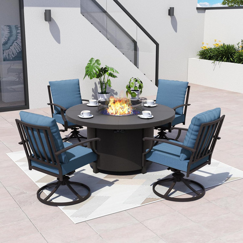 Ensemble de 4 chaises de patio pour l'extérieur, Marine