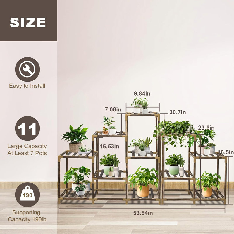 Support à plante en bois de style brun 03 45 po