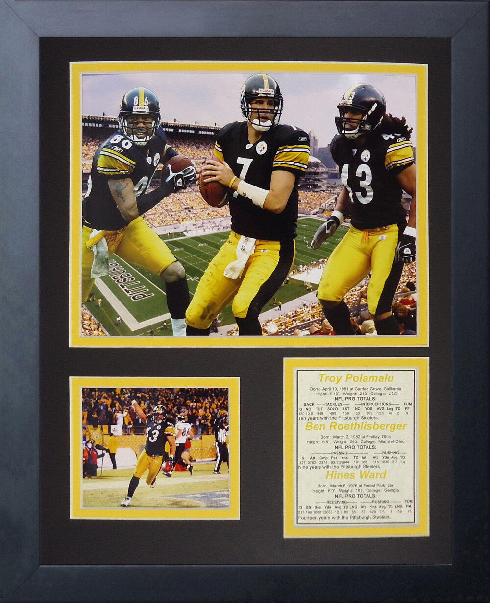 Legends Never Die Pittsburgh Steelers 2000's Big Three Framed Memorabili