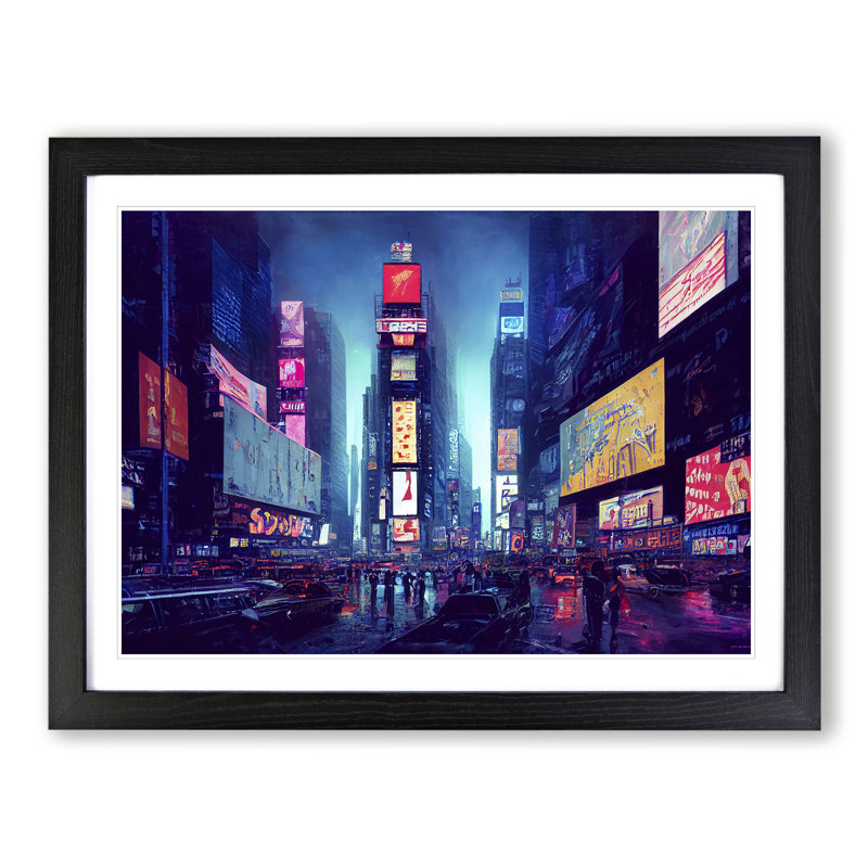 XH1022-6202X Modern Times Square Art Vol.1 - Single Picture Frame Print, Black Framed, 46cm H x 64cm W x 2cm D