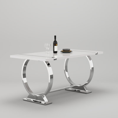 Table de salle à manger blanche 60 po avec base en U