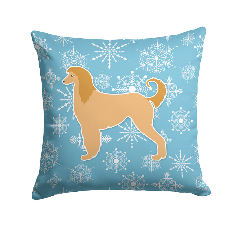 Coussin intérieur/extérieur en flocons d’hiver, H 14 po x l 14 po x P 3 po