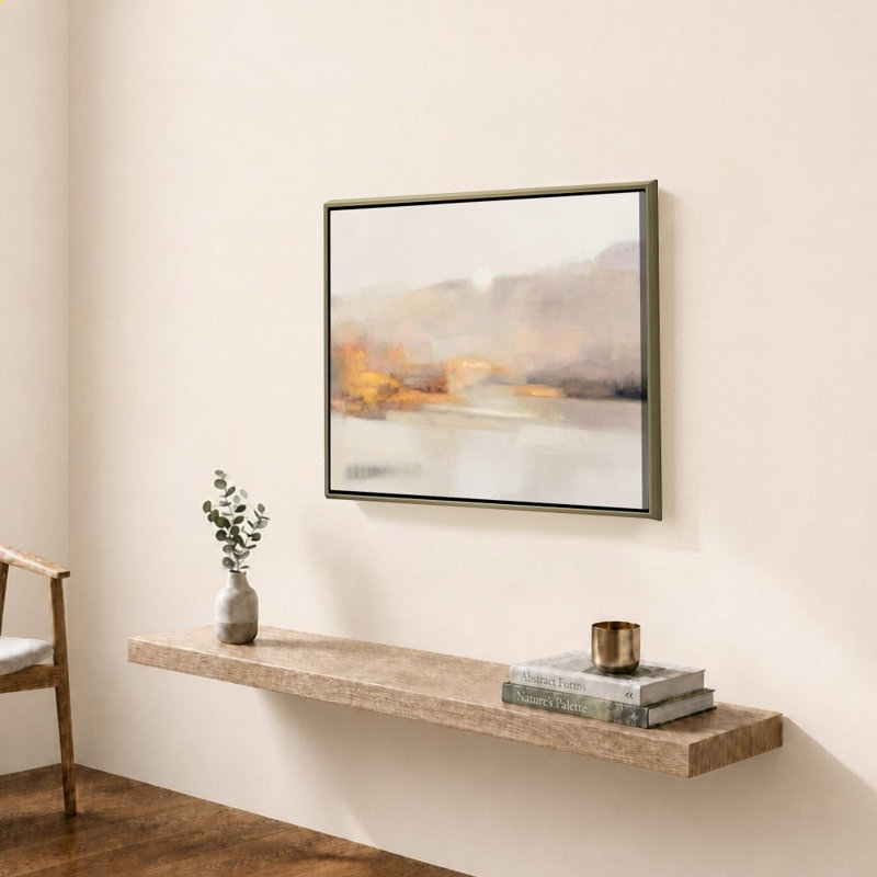 «Memory of the West No Pink» par Julia Purinton - impression sur toile, H 34 po x l 44 po, Cadre flottant biseauté, Champagne