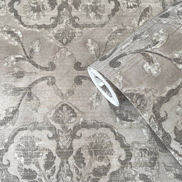 Elegance 10m x 53cm Metallic Wallpaper Roll, Grey
