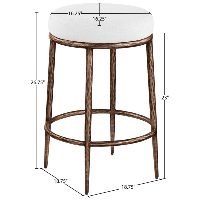 Tabouret de comptoir Ferro Hessle, Blanc, Bronze