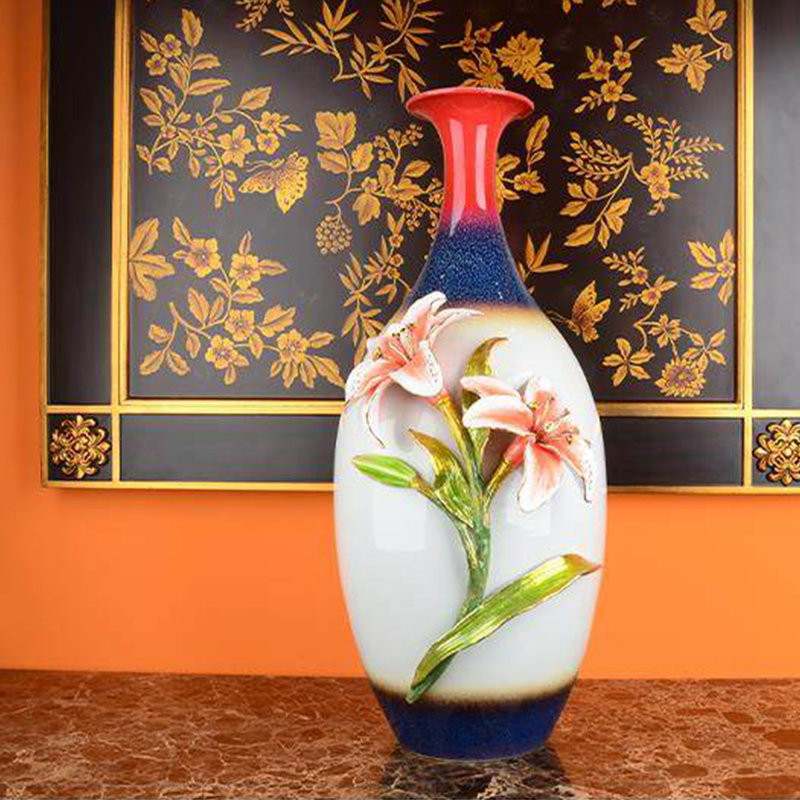 13.39"European enamel-coloured ceramic glass flower vase decorative item for flower arrangement