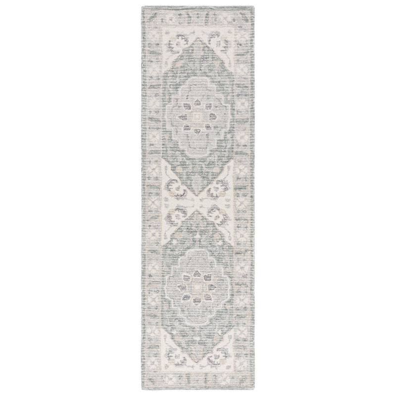 Tapis gris clair / ivoire Metro 617, Tapis de couloir 2 pi 3 po x 8 pi