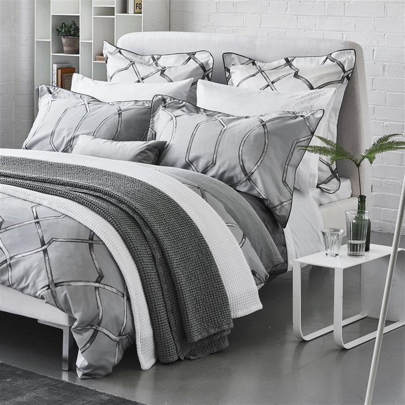 Rabeschi Geometric Cotton Duvet Cover, Queen Duvet Cover