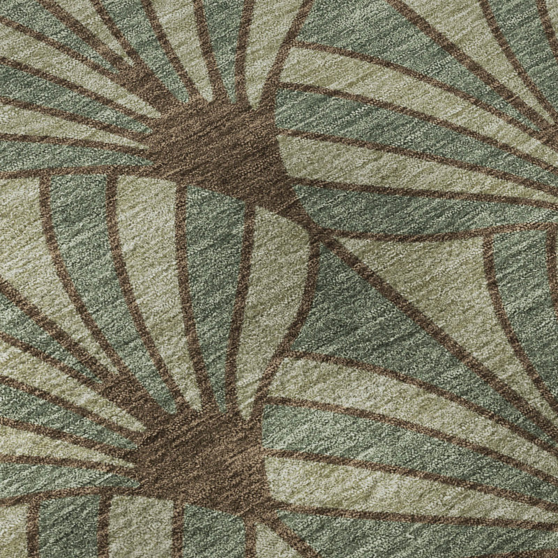 Premium Machine Washable Mayfield AMF2426 Striped Rug, Basil, 9' x 12'